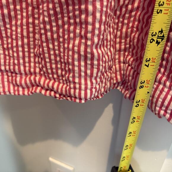 The Vermont Country Store Dress Womens Medium Pink White Seersucker Button Front - Picture 8 of 11